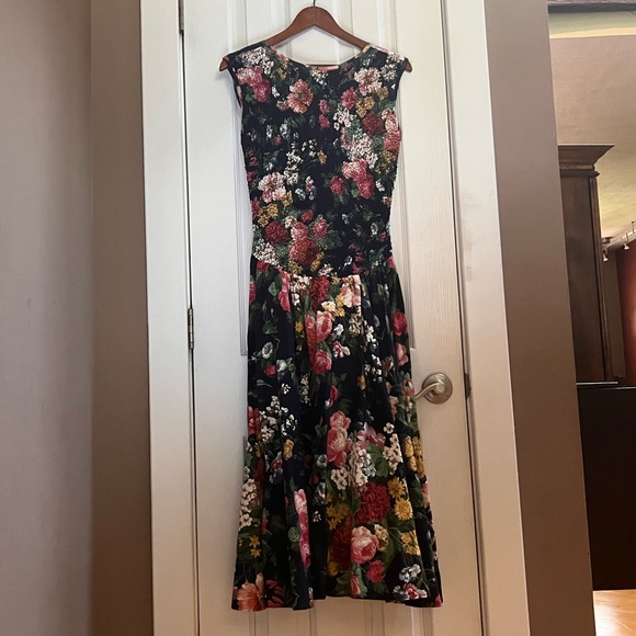 Phoebe: Maxi Dress, Dark Floral, Full Twirly Heavy Ballroom Dance Skirt: Size M - Picture 2 of 5